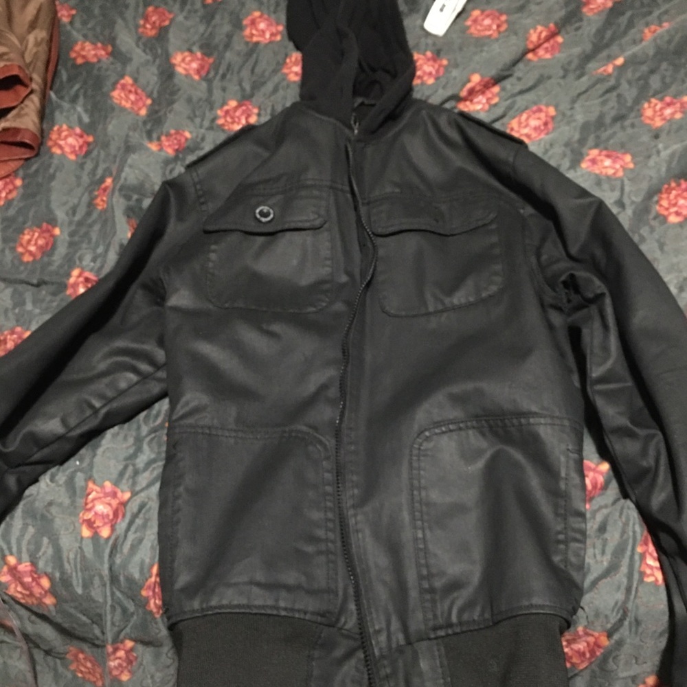 black leather jacket